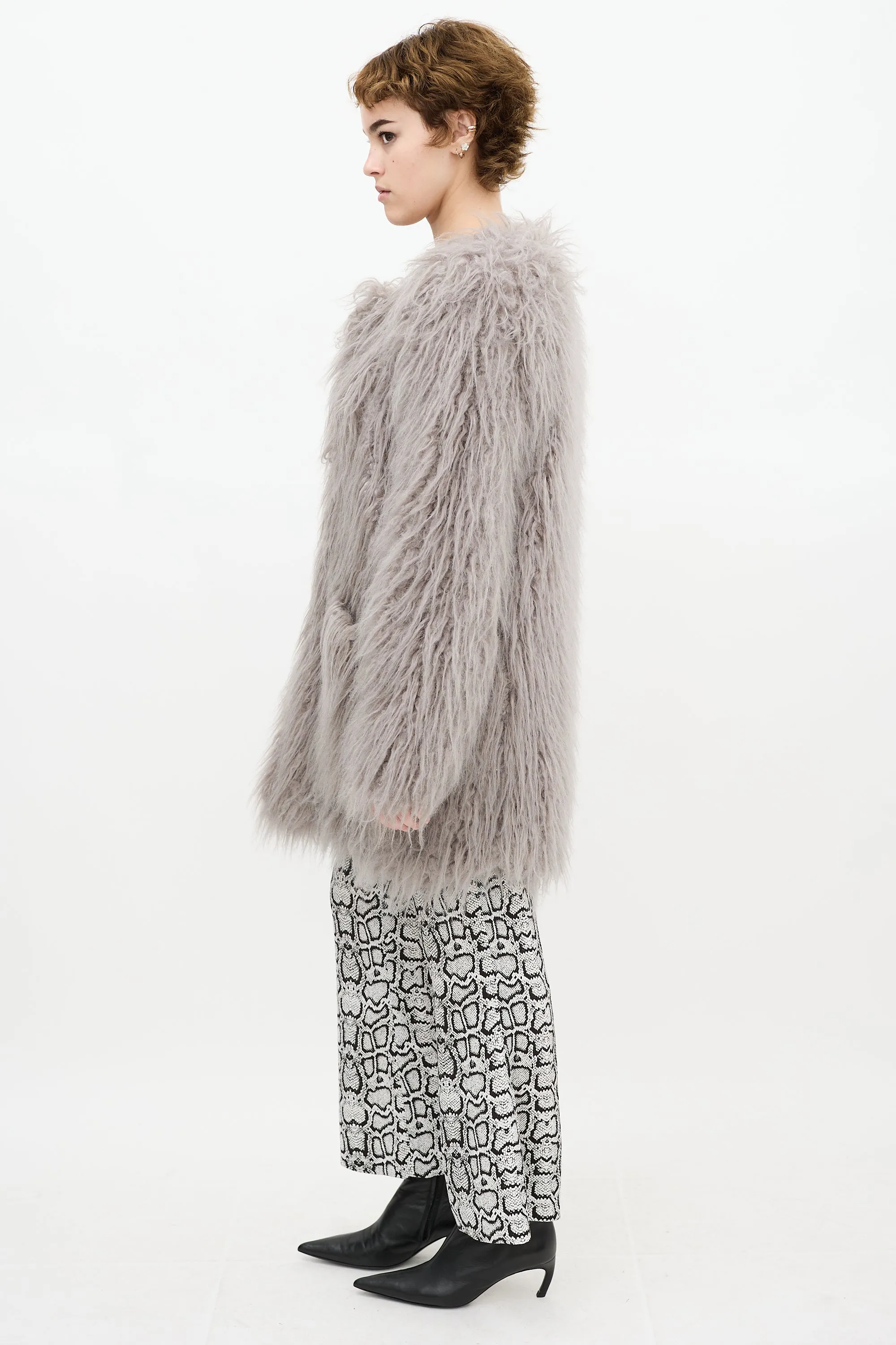 Grey Faux Fur Coat