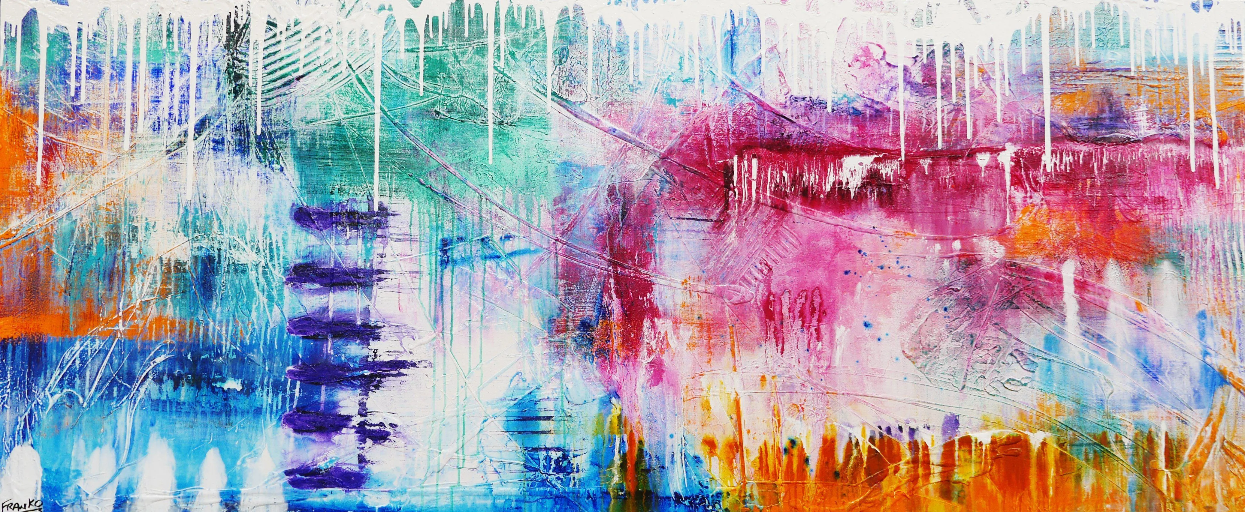 Grunge Class 240cm x 100cm Colourful Abstract Painting (SOLD)