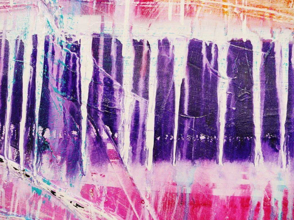 Grunge Monster 240cm x 100cm Pink Purple Blue Abstract Painting (SOLD)