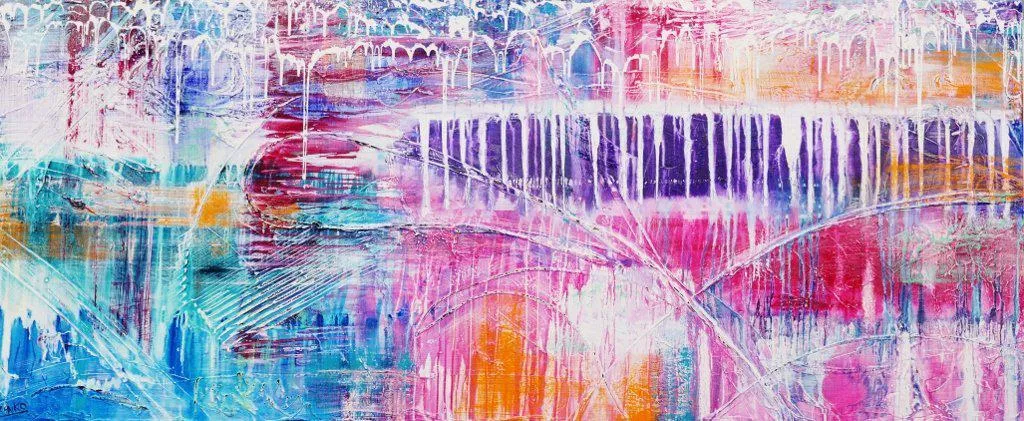 Grunge Monster 240cm x 100cm Pink Purple Blue Abstract Painting (SOLD)