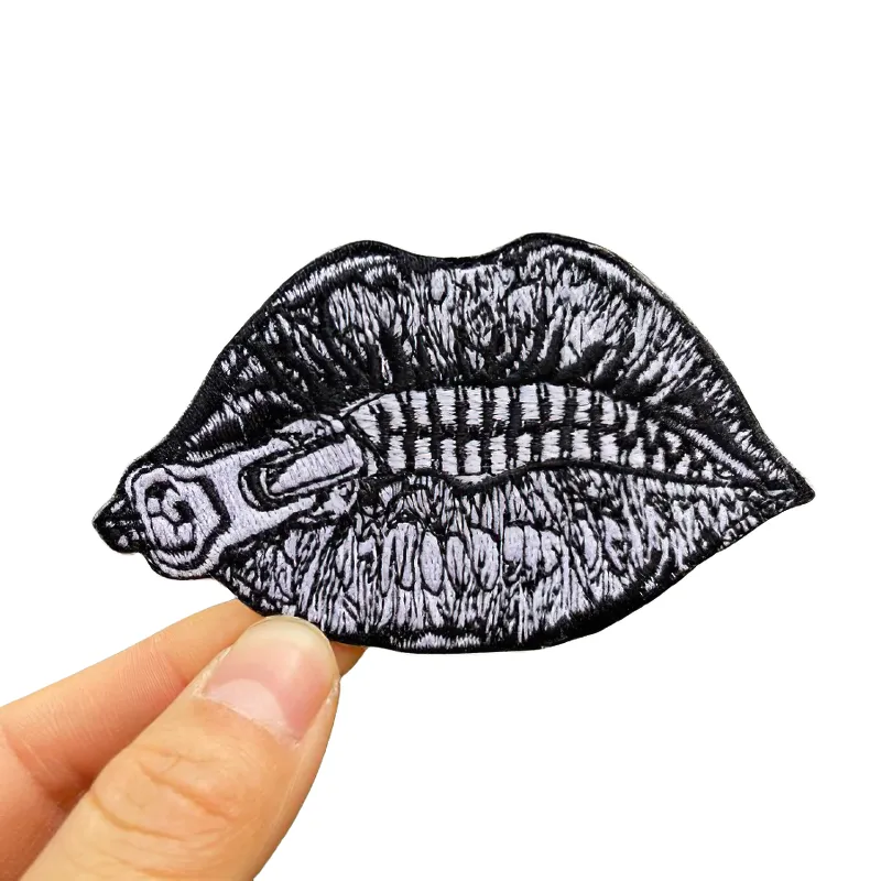 Grunge Patch Of Zipped Lips Sew / Gothic Accessories For Men And Women