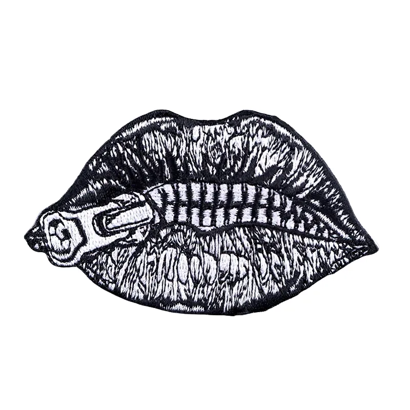 Grunge Patch Of Zipped Lips Sew / Gothic Accessories For Men And Women