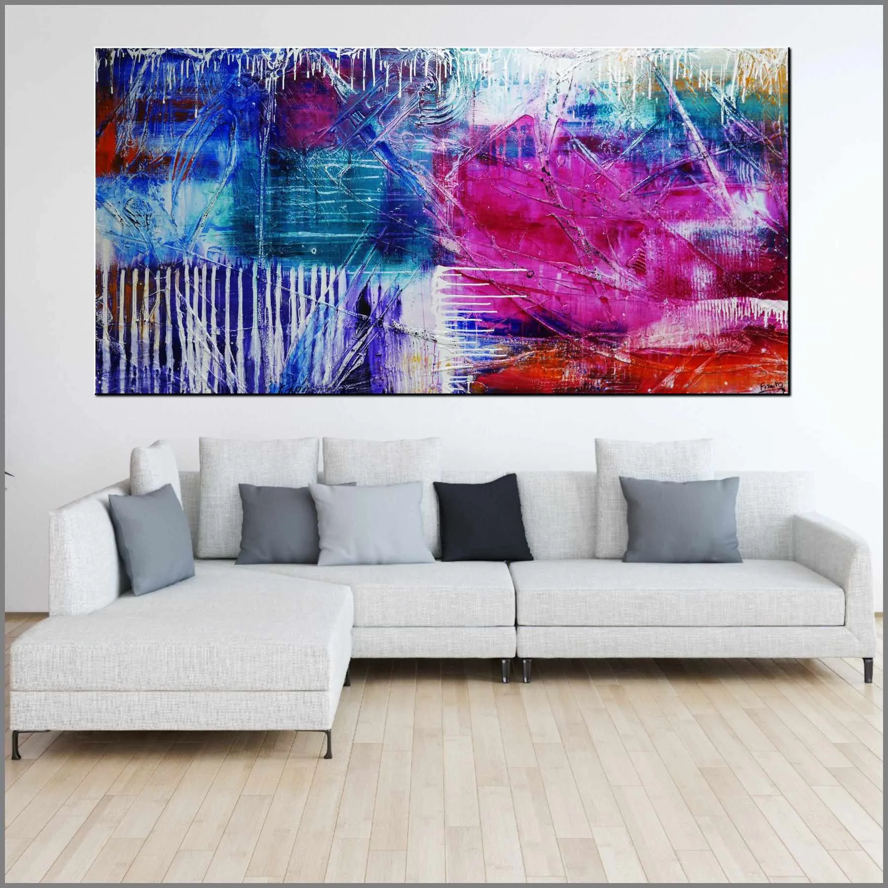 Grunge Utopia 240cm x 120cm Colourful Textured Abstract Painting (SOLD)