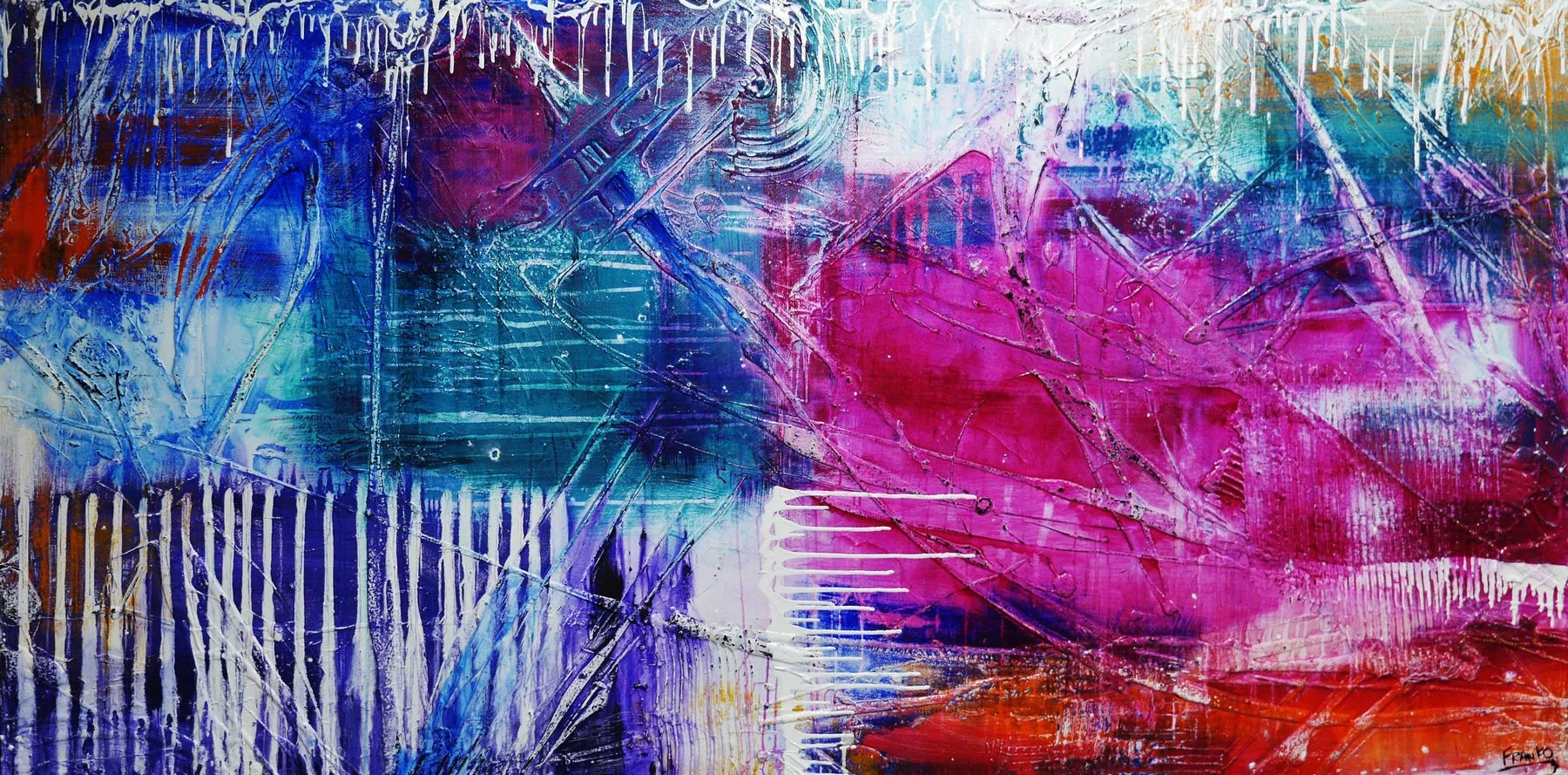 Grunge Utopia 240cm x 120cm Colourful Textured Abstract Painting (SOLD)