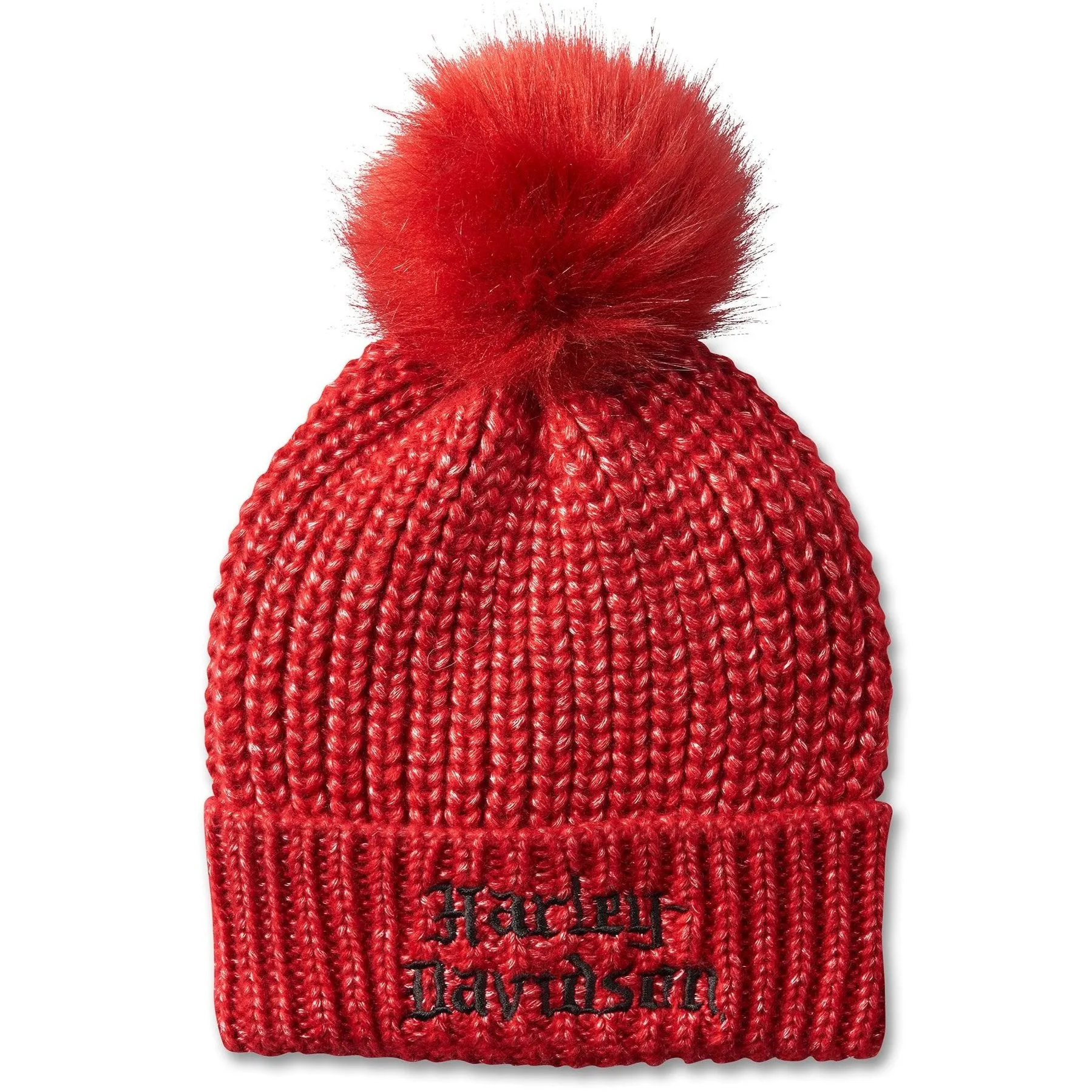 Harley-Davidson Women's Old English Pom Beanie, Chili Pepper Red 97678-25VW