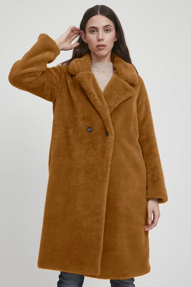 Haya Faux Fur Coat (Sudan Brown)