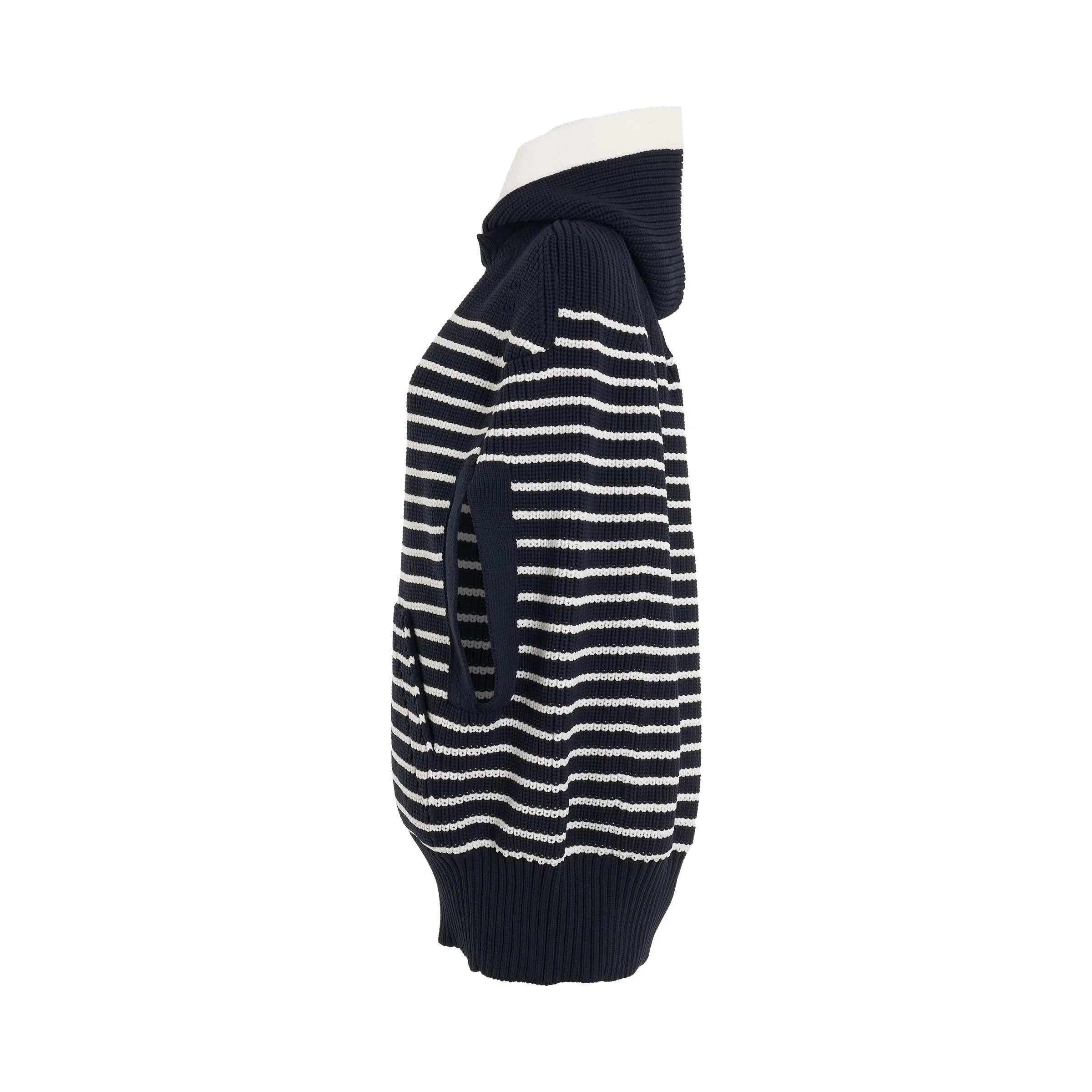 Horizontal Stripe Knit Cape in Navy