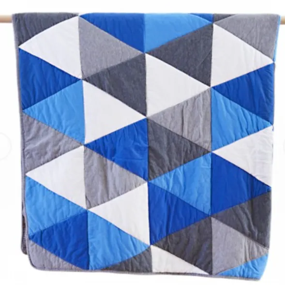 Jersey Leo Blue Multi Soft Cotton Quilted Throw Rug Snuggle Blanket