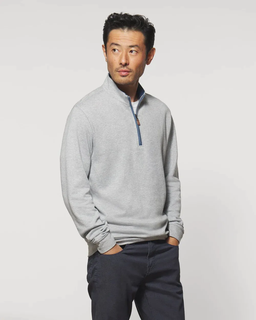 Johnnie-O Sully 1/4 Zip Pullover in Light Gray