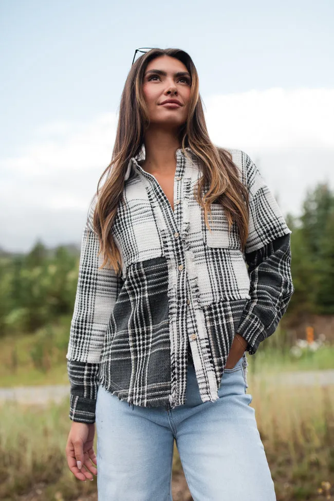 Keep Your Secrets Ivory Mixed Plaid Shacket FINAL SALE