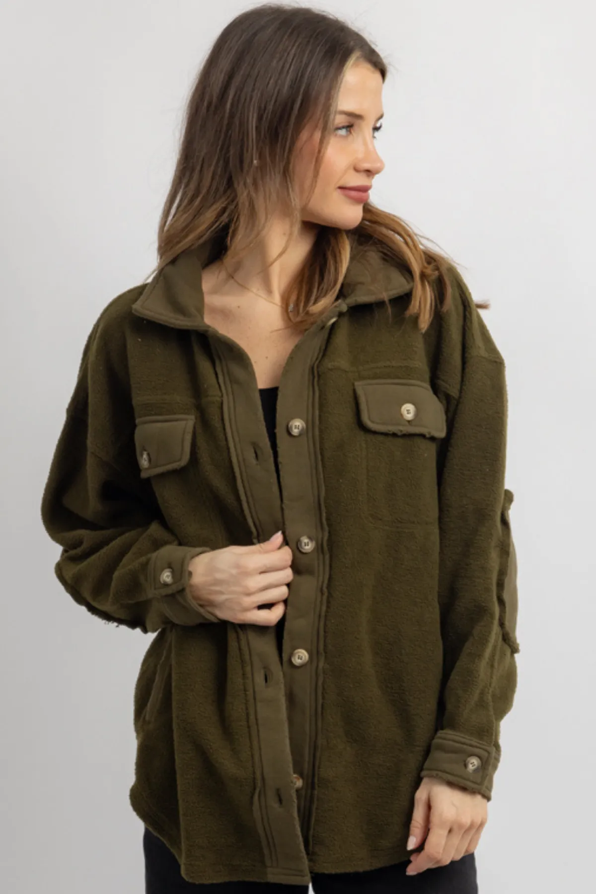 LASSO OLIVE SHEARLING SHACKET