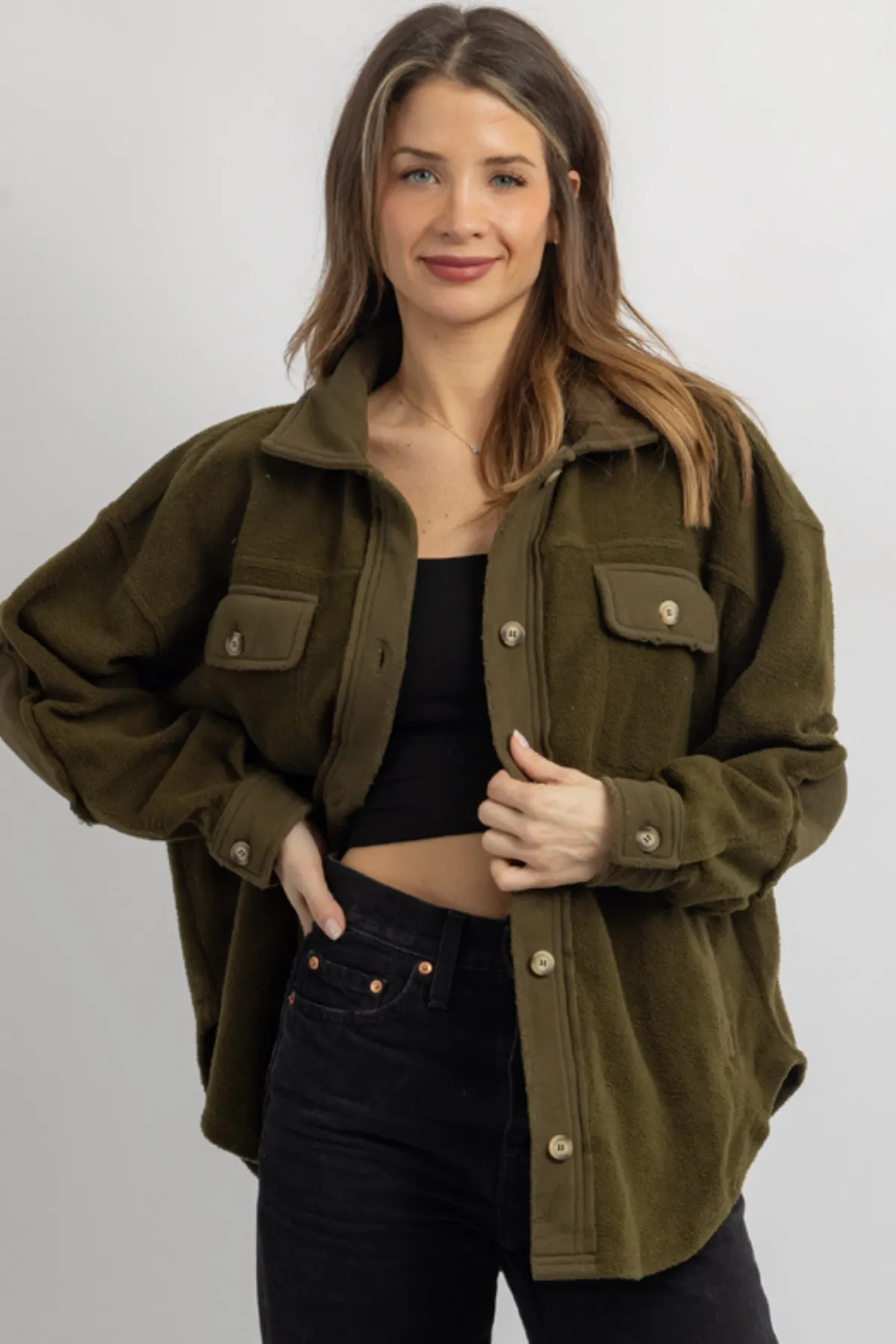 LASSO OLIVE SHEARLING SHACKET