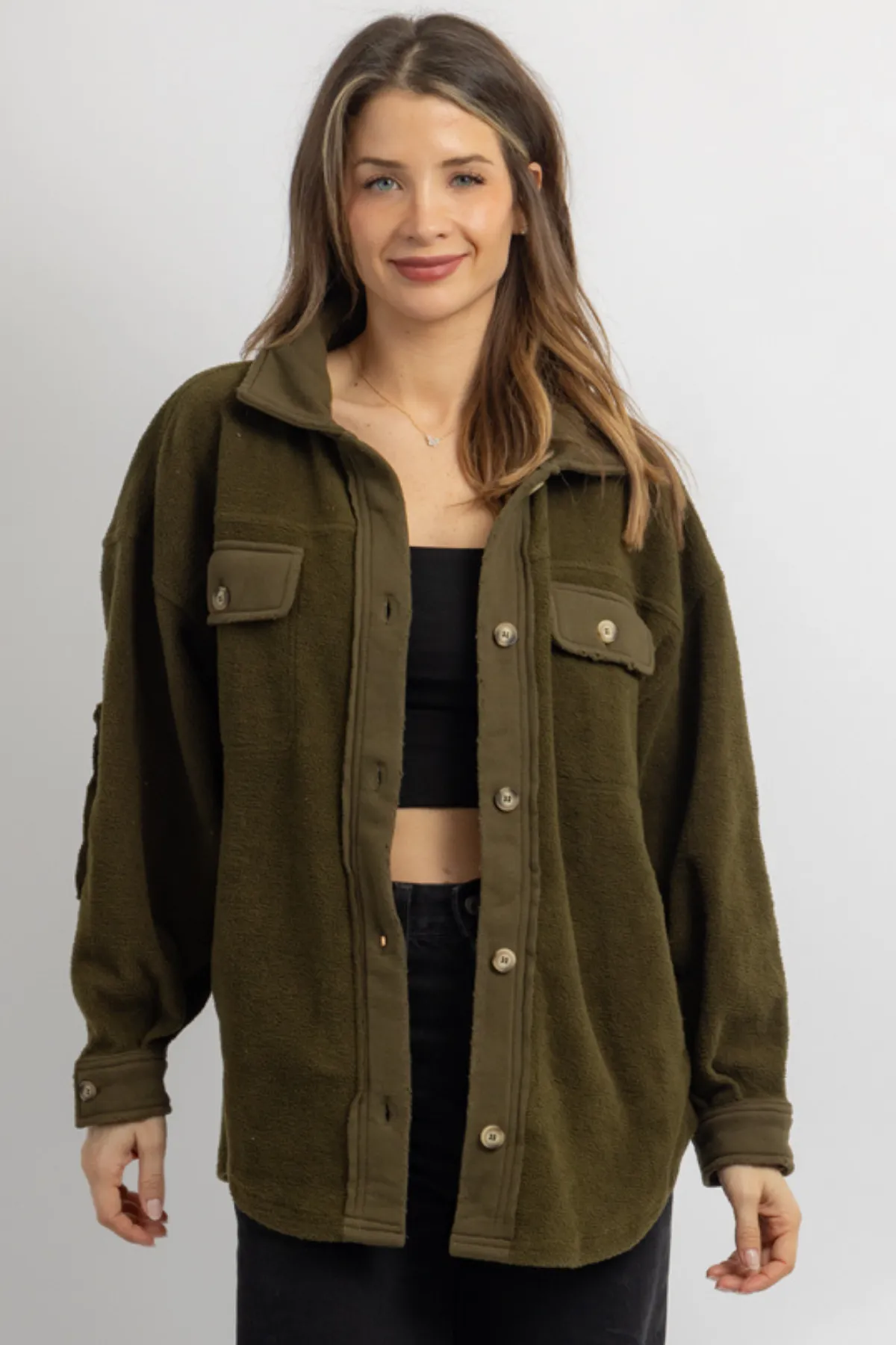 LASSO OLIVE SHEARLING SHACKET