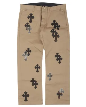 Leather Cross Chino Pants