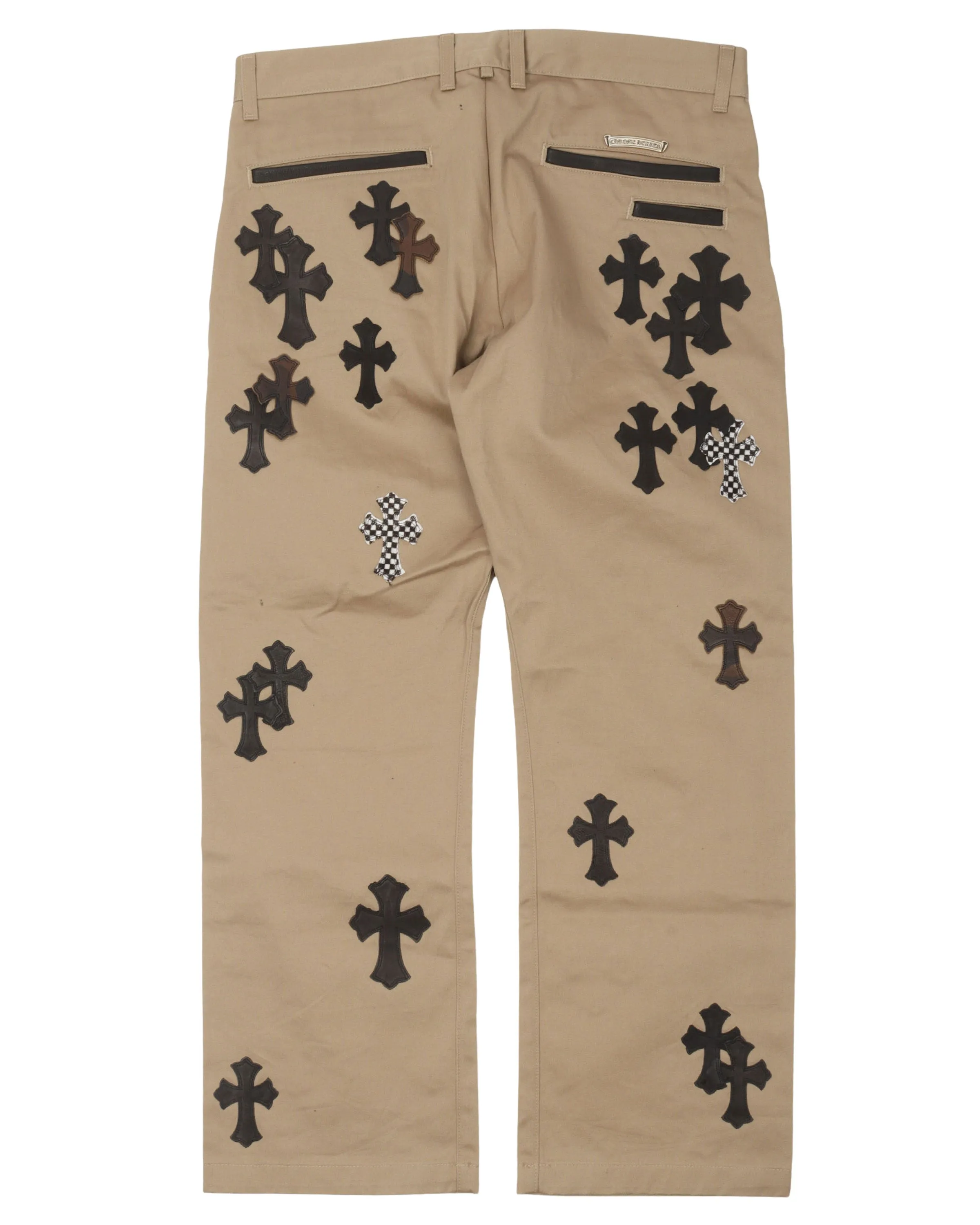 Leather Cross Chino Pants