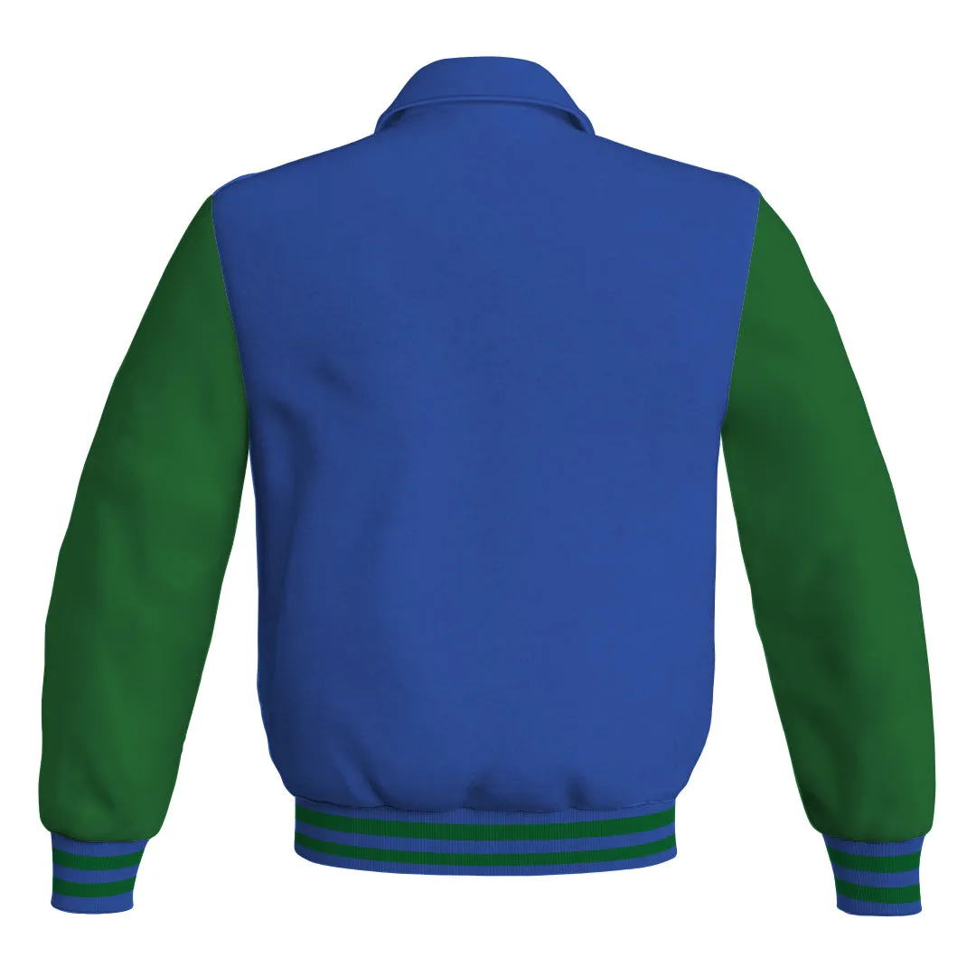 Letterman Varsity Classic Jacket Blue Body and Green Leather Sleeves