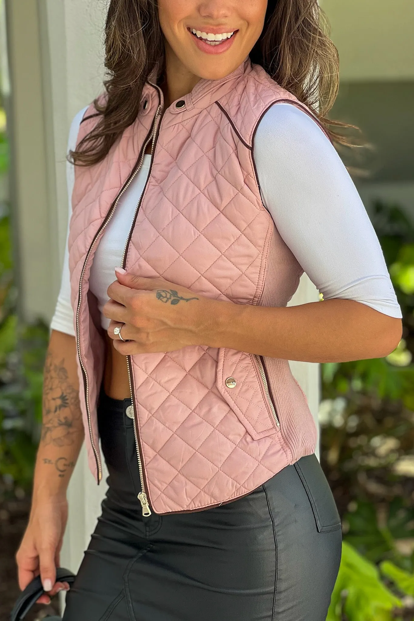 Light Pink Quilted Vest