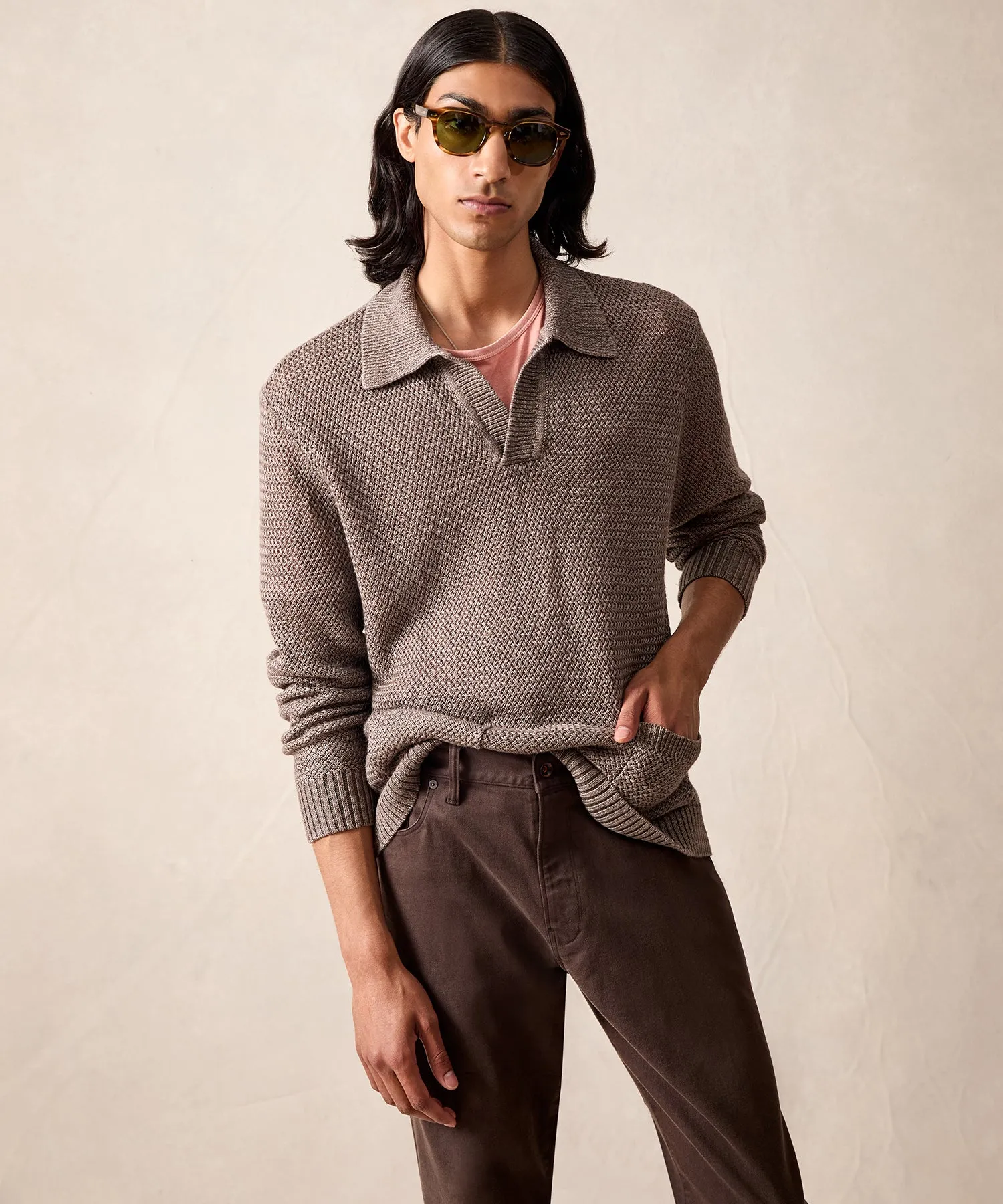 Linen Popover Sweater in Umber