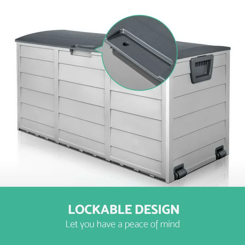 Lockable 290L Outdoor Storage Box w/ Wheels & Handles | Gardeon