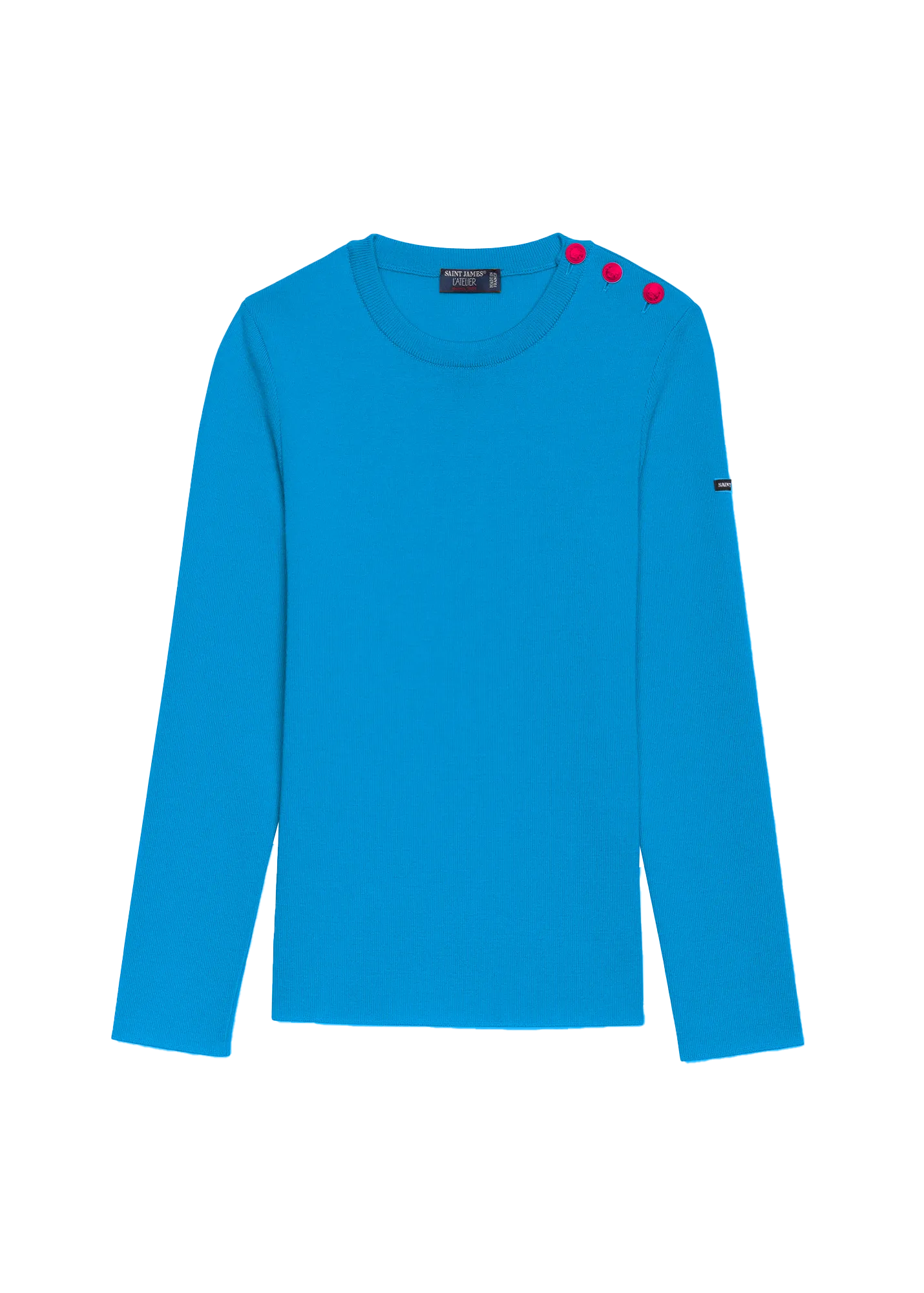 MAREE - Soft Wool Breton Sweater for Women | Slim Fit (ELECTRIC BLUE POP / MAGENTA)