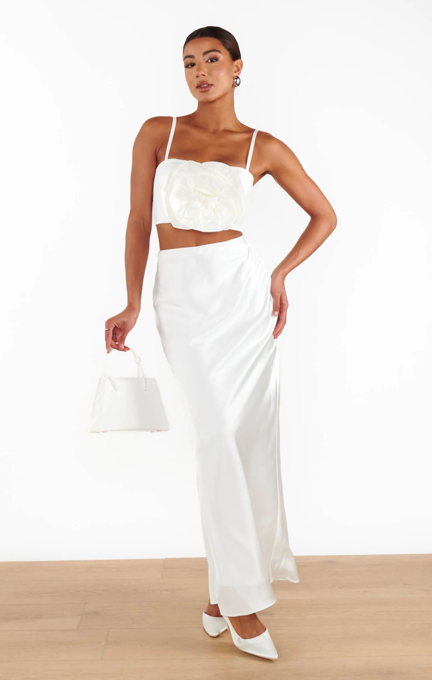 Maxi Slip Skirt ~ Ivory Luxe Satin