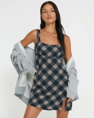 Mehra Slip Dress in 20's Check Black and Grey