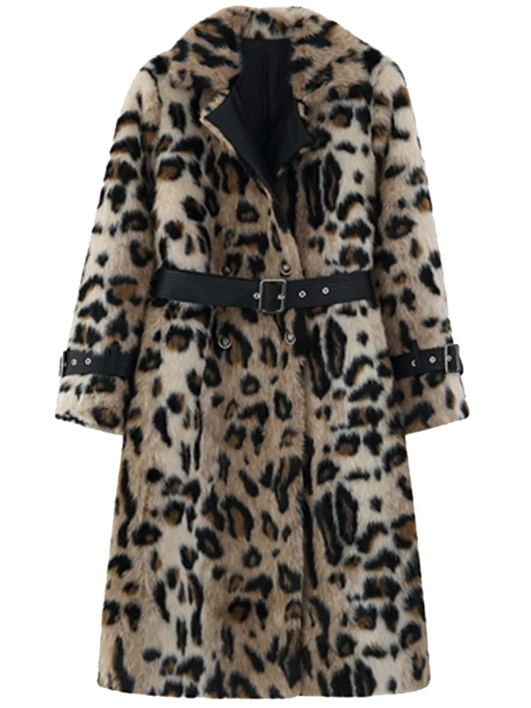 Melissa Leopard Print Double Breasted Winter Coat