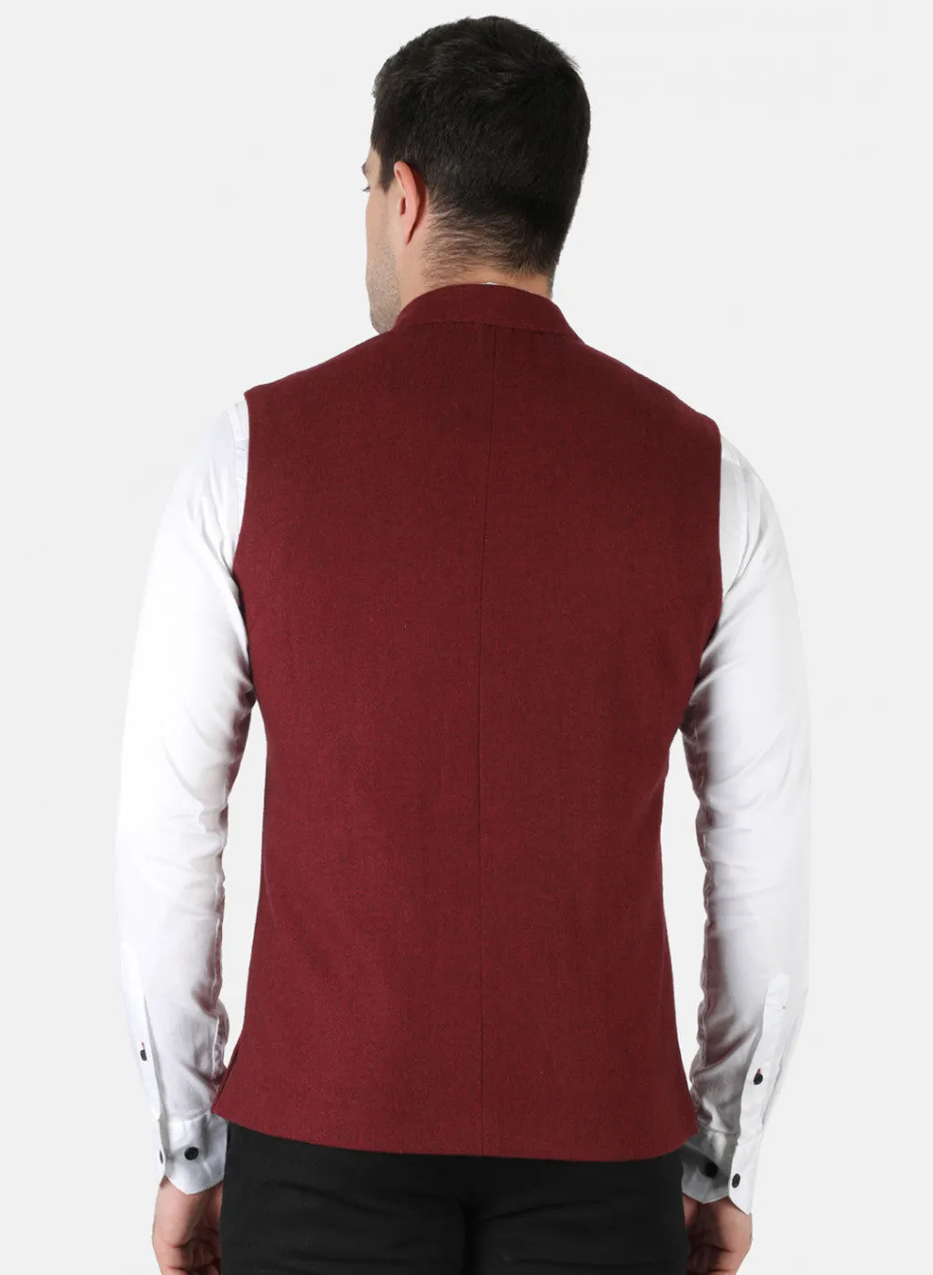 Men Maroon Plain Coat