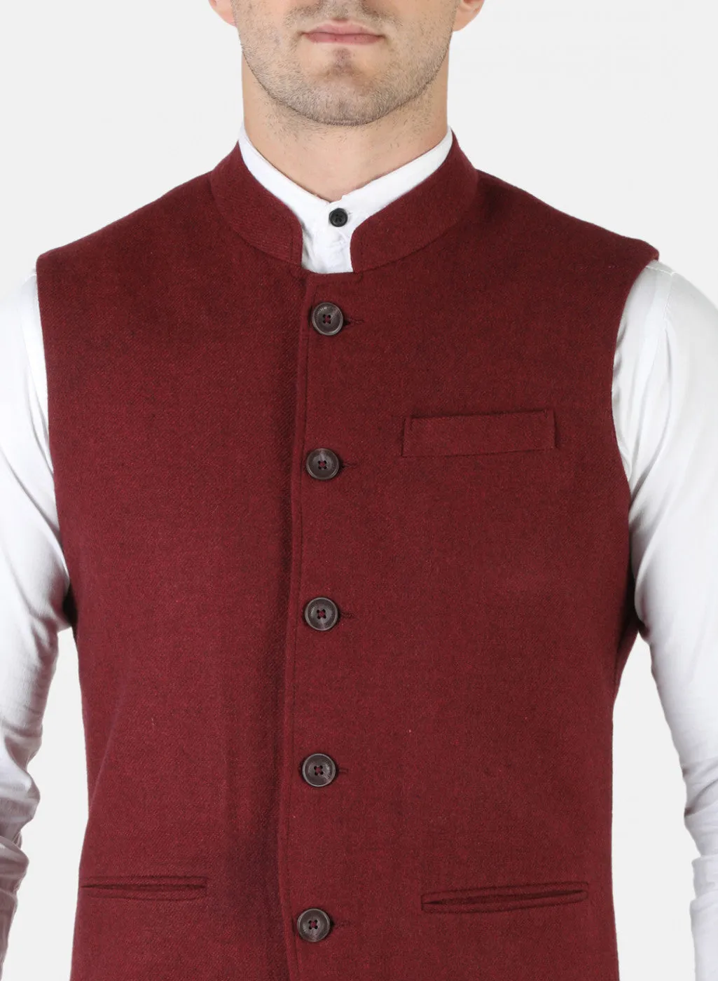 Men Maroon Plain Coat