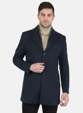 Men NAvy Blue Solid Coat