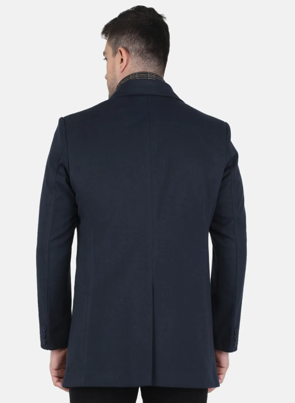 Men NAvy Blue Solid Coat