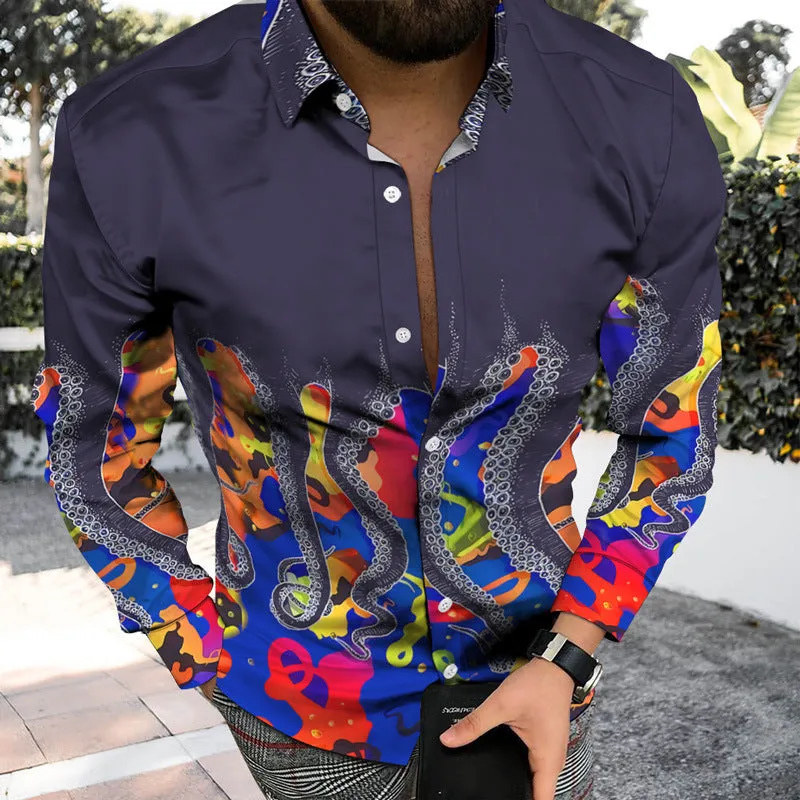 Men's 3D Printed Skull Shirt Cardigan - Stylish Button-Up with Unique Skull Design for Fashion-Forward Look