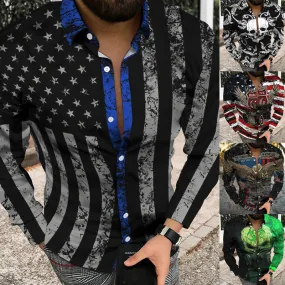 Men's 3D Printed Skull Shirt Cardigan - Stylish Button-Up with Unique Skull Design for Fashion-Forward Look