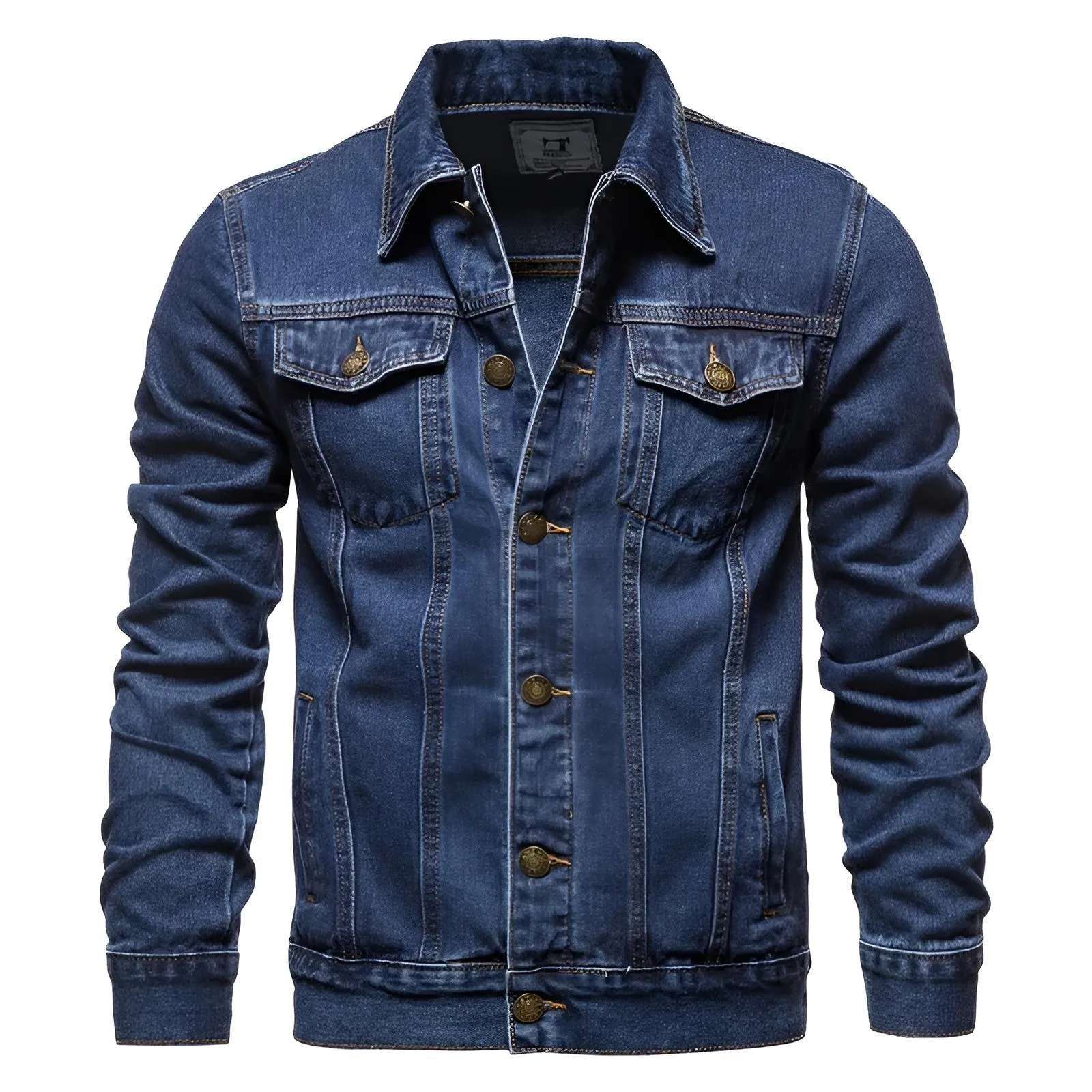 Men's Denim Jackets Motorcycle Fashion Jean Jackets Slim Fit Casual Black Blue Coats