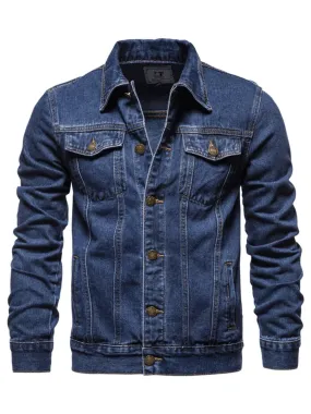 Men's Denim Jackets Motorcycle Fashion Jean Jackets Slim Fit Casual Black Blue Coats