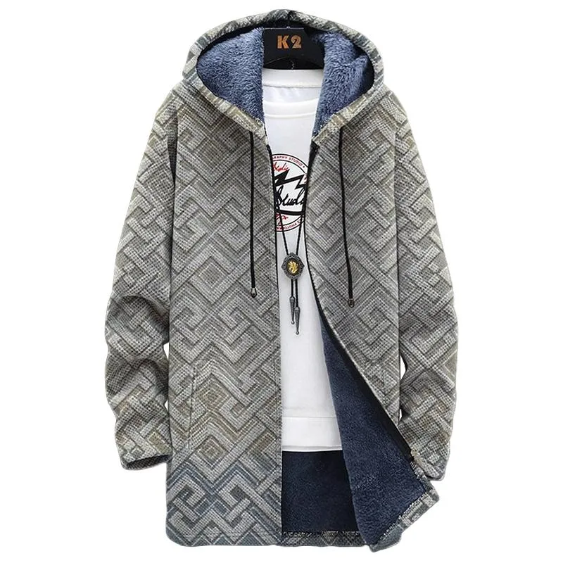 MEN'S FLEECE PRINTED HOODED JACKET 18322052YM