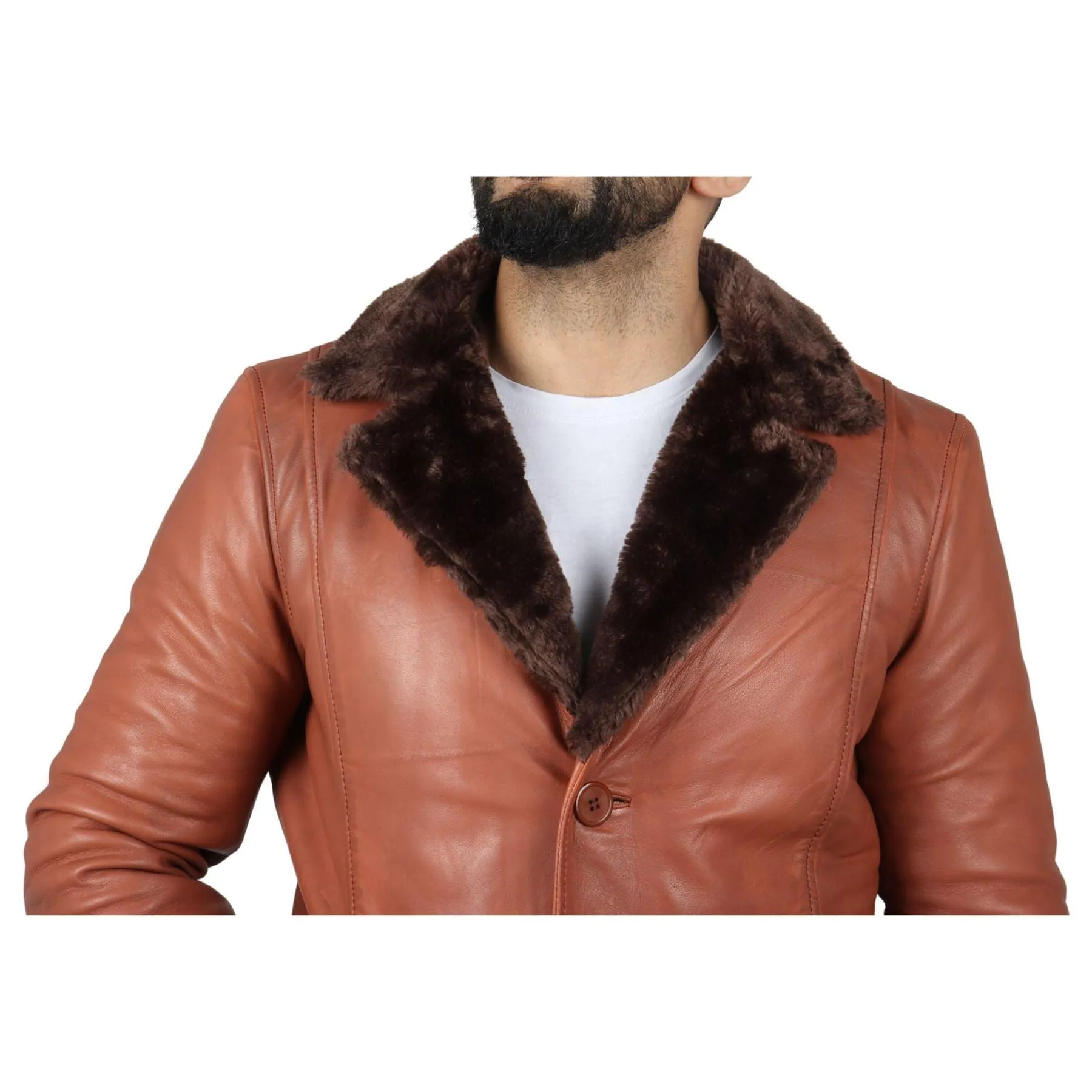 Men's Fur Lining Blazer Coat Jacket Real Leather