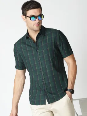 MEN'S GREEN CHECKS SLIM FIT SHIRT