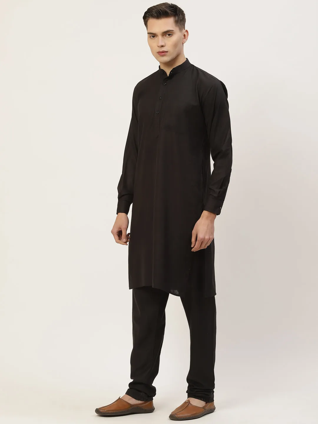 Men's Kurta Pyjama With Grey Solid Nehru Jacket