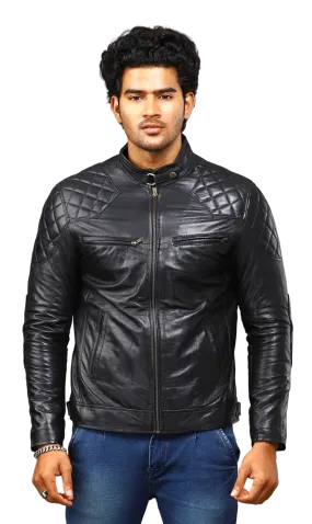 MENS LEATHER JACKET 41002 (BLACK)