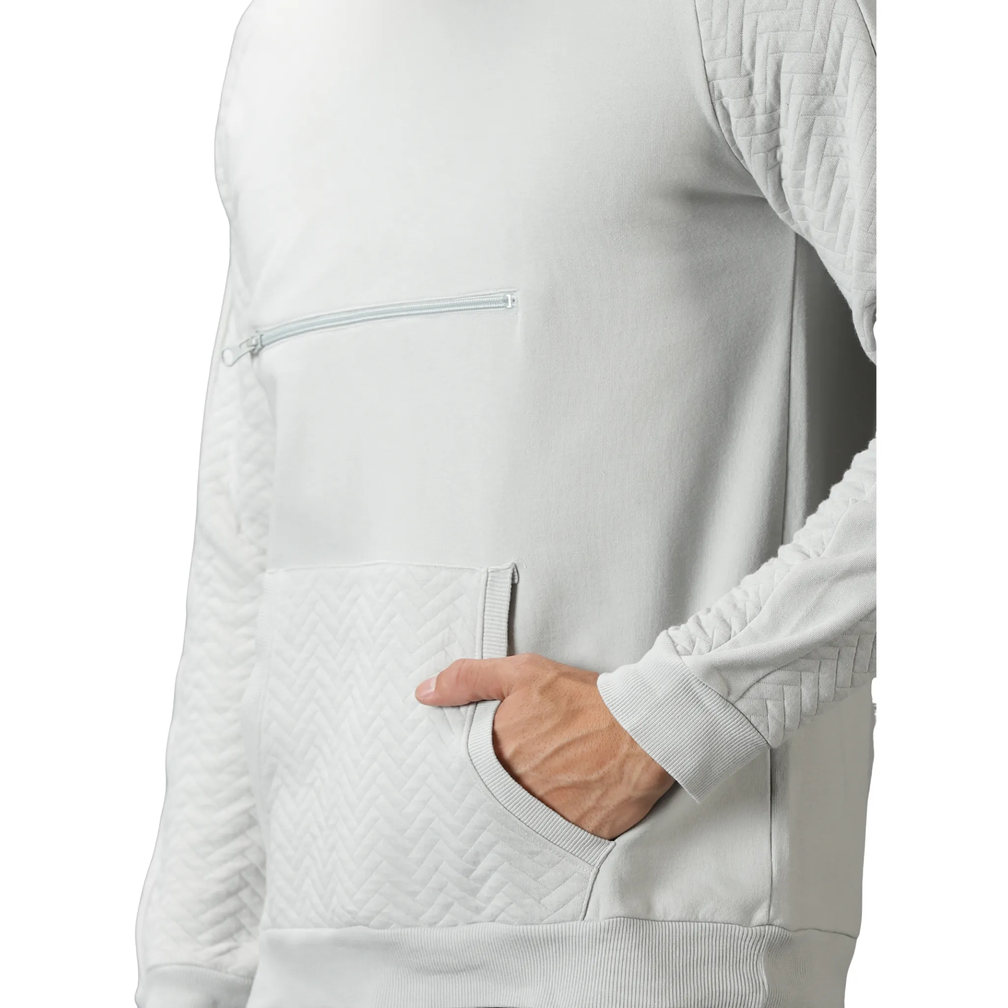 Men's Quilted Hooded Sweat Shirt with Kangaroo Pockets.