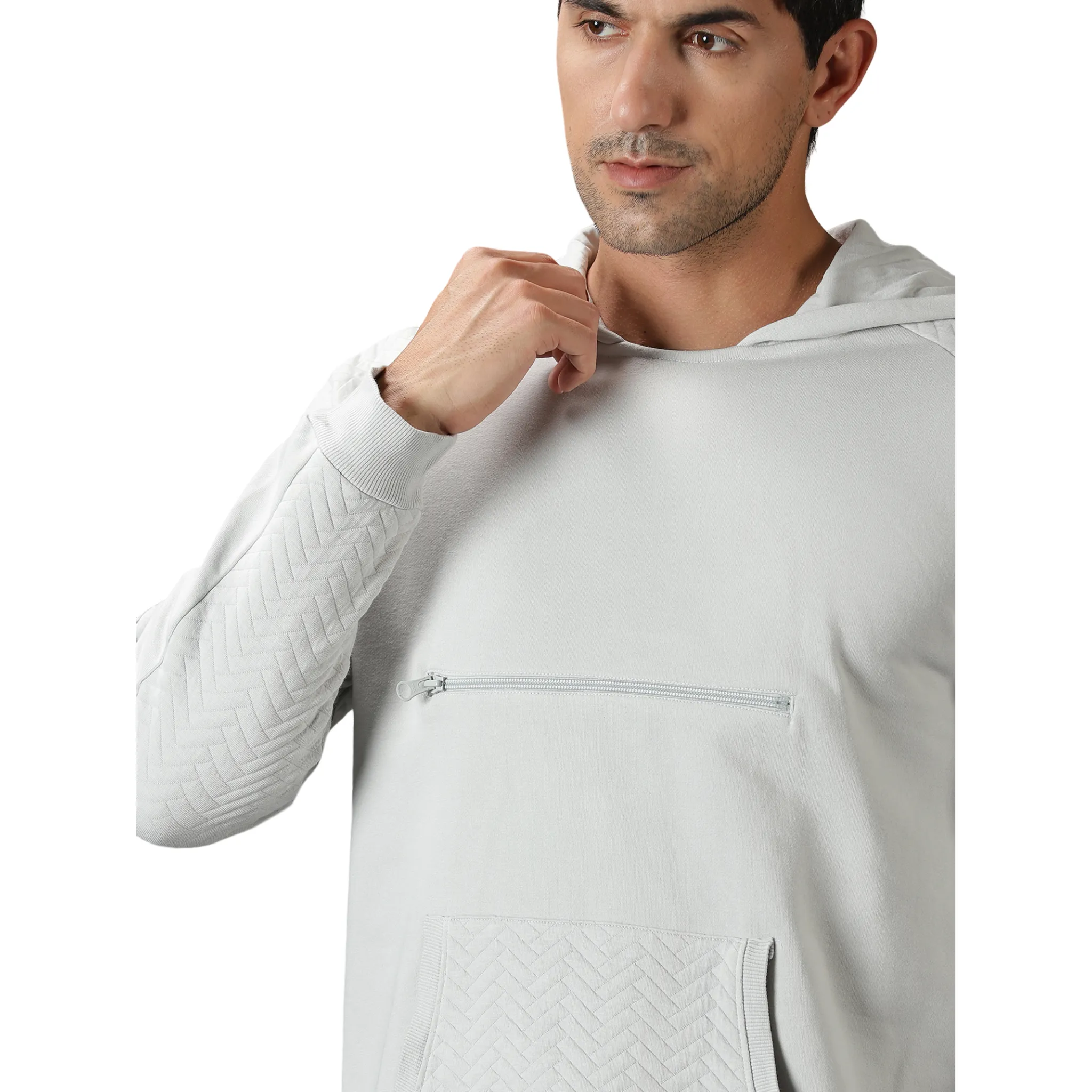 Men's Quilted Hooded Sweat Shirt with Kangaroo Pockets.