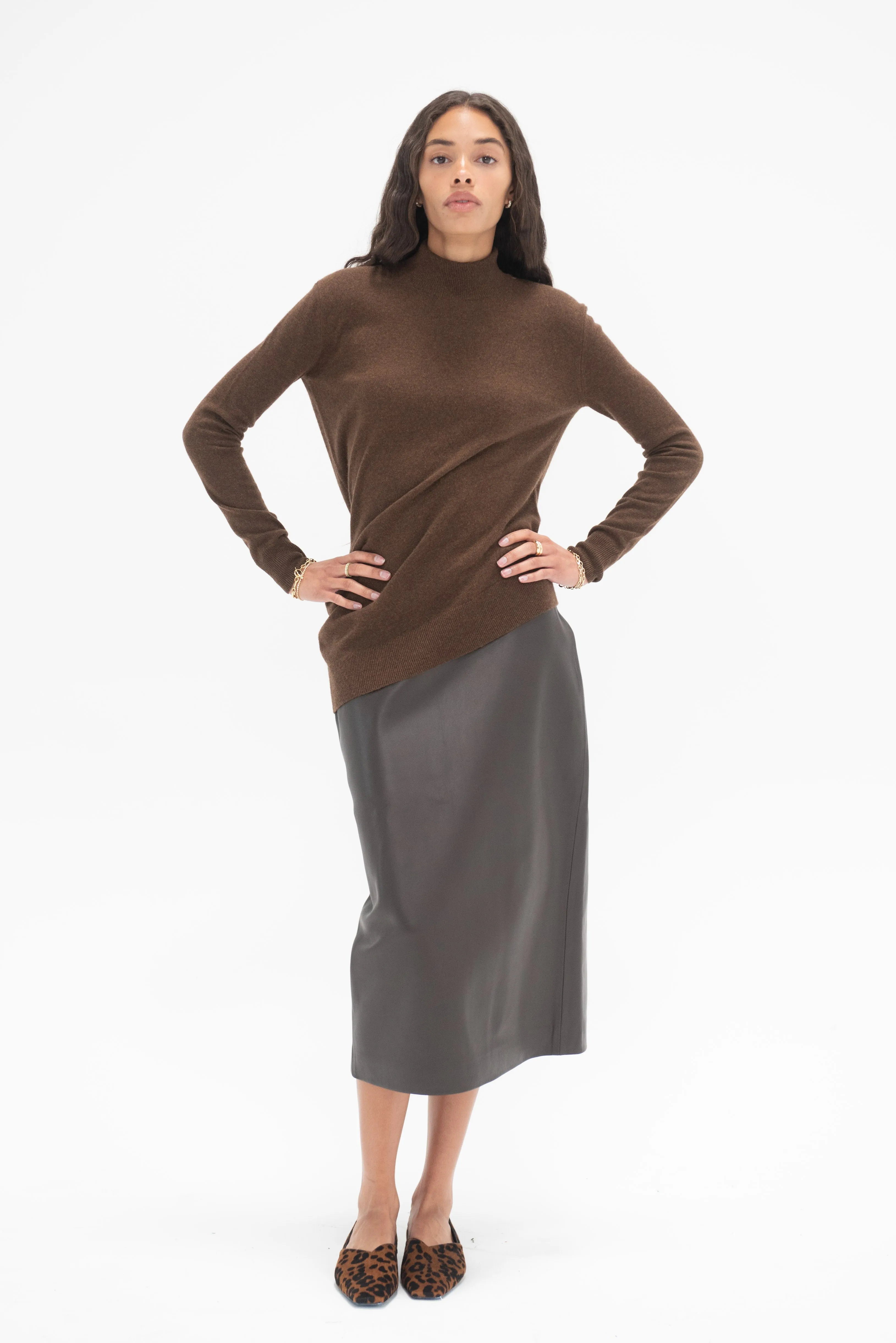 Midi Pencil Skirt, Chocolate