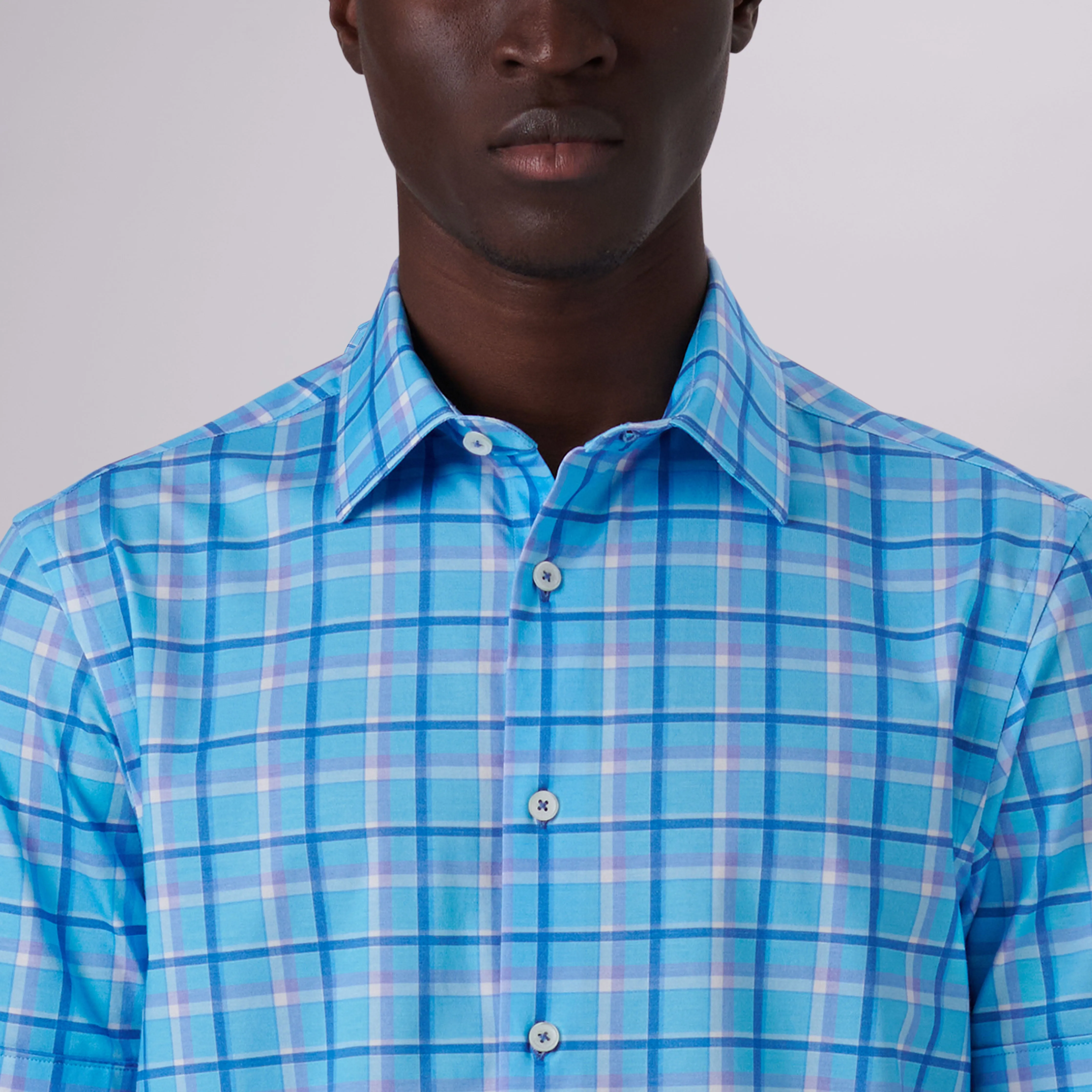 Miles Windowpane Check Print OoohCotton Short Sleeve Shirt