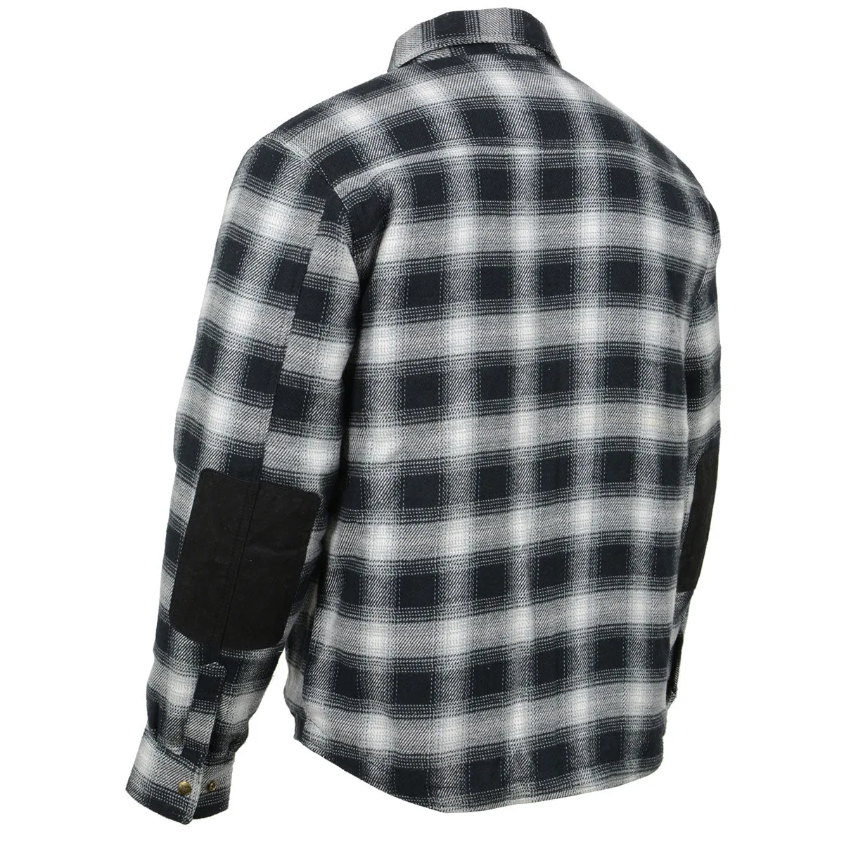 Milwaukee Leather MPM1638 Men's Black and White Checkered Flannel Motorcycle Riding Shirt