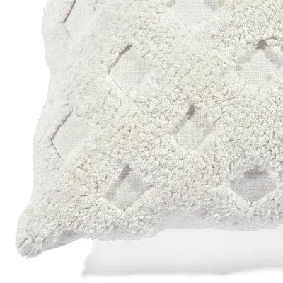 New - 20"x20" Oversize Tufted Diagonal Family-Friendly Square Throw Pillow Cover White - Lush Décor