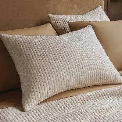 New - Full/Queen Jersey Quilt Oatmeal Heather - Threshold: Cotton Knitted Coverlet,