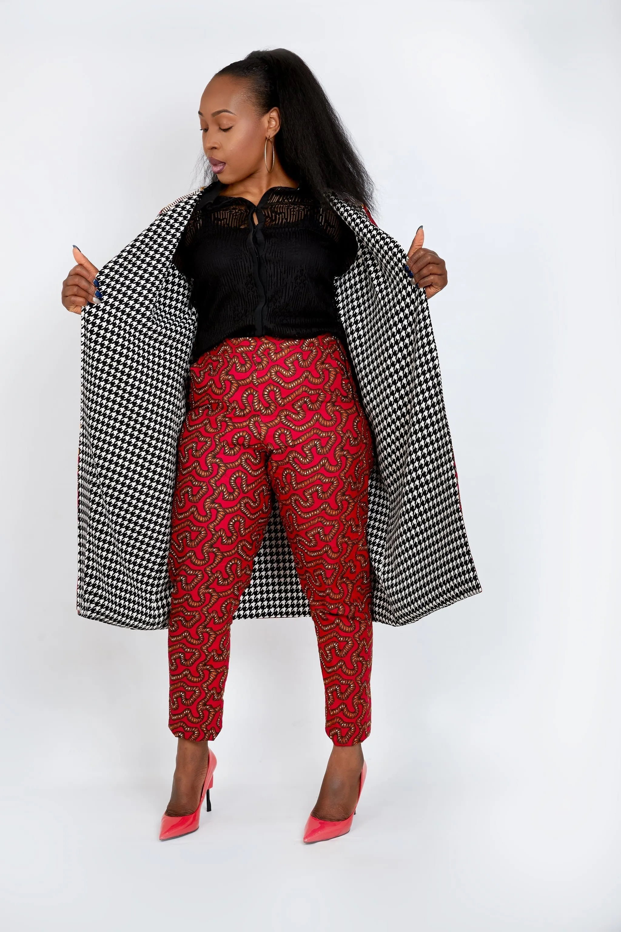 New In Embellished Kolia African Ankara Combo Print Midi Jacket (matching Trouser sold separately)