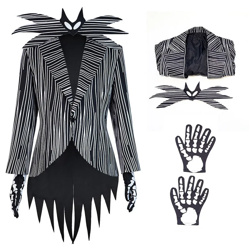 Nightmare Before Christmas Costume Black Stripe Uniform Christmas Suit