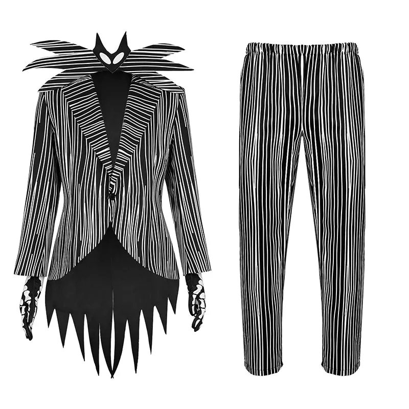 Nightmare Before Christmas Costume Black Stripe Uniform Christmas Suit